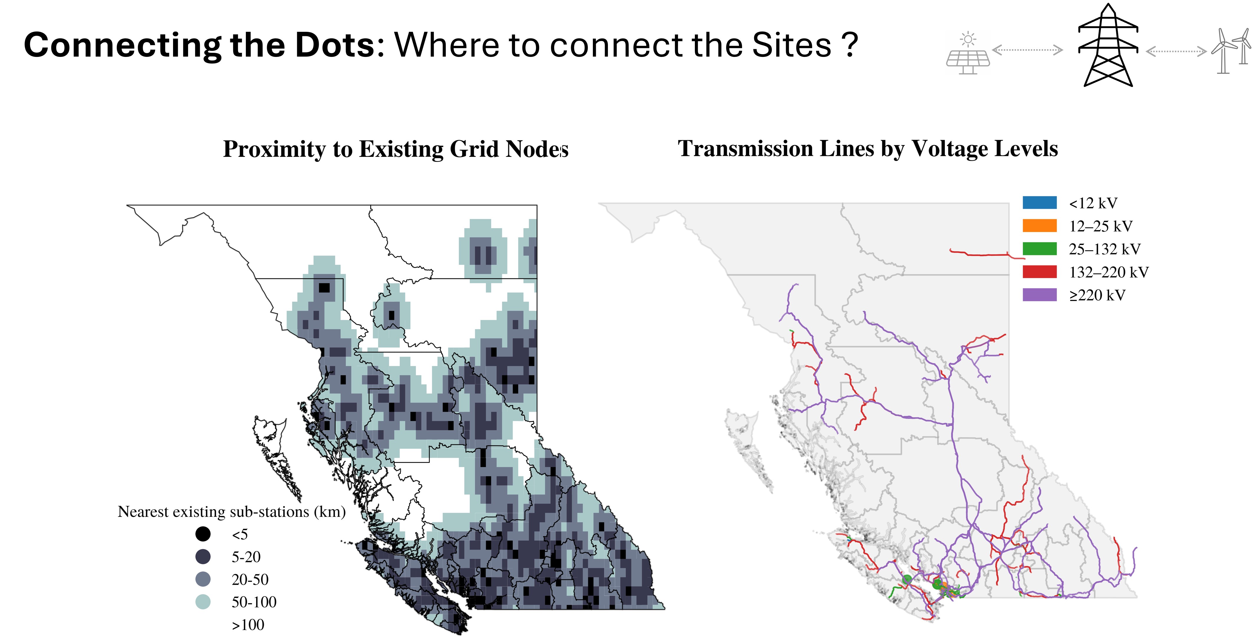 Heatmap of substation proximity in BC