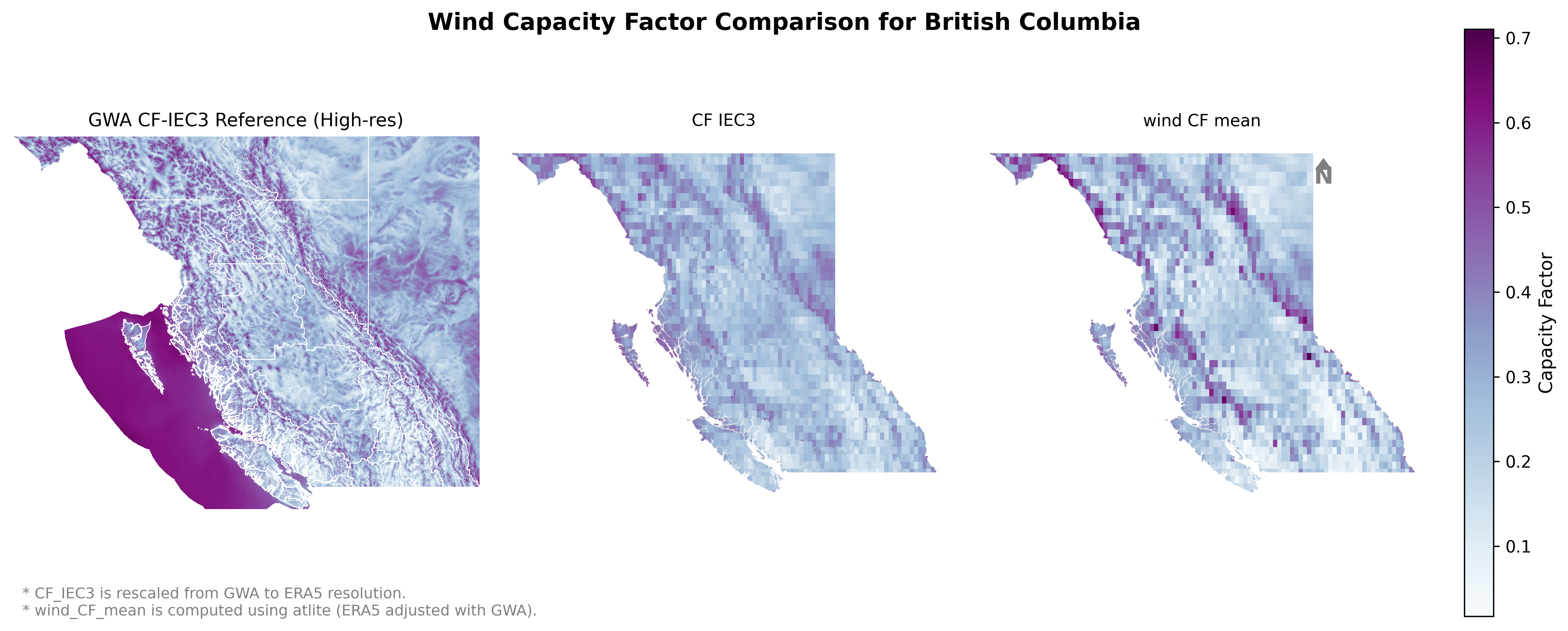 Windspeed - ERA5 vs GWA | Example from _British Columbia_ Study 